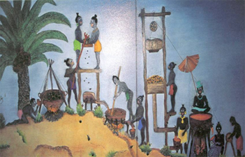 図5　昔のパーム油製造の模様を伝える絵画